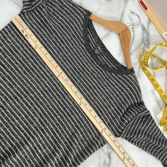 Pure Amici Sweater Womens XS Black Gray Striped Knit Cashmere Linen Pullover - Picture 7 of 8